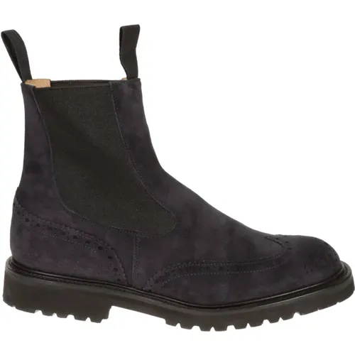 Chelsea Boots, male, , Size: 11 1/2 US Navy Suede Chelsea Ankle Boot - Tricker's - Modalova