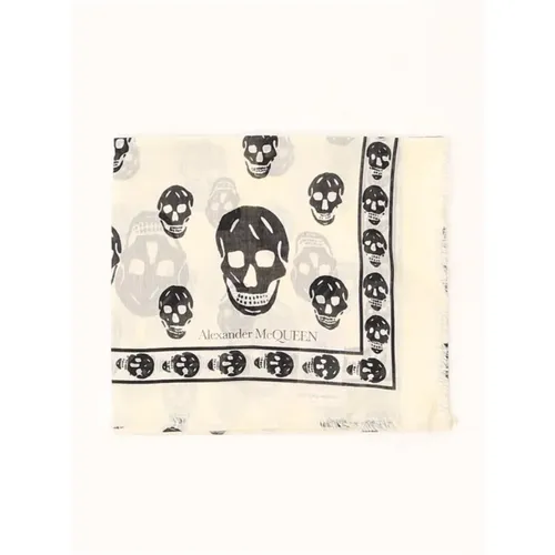 Weißer Schal mit Skull-Print aus Seidenmischung - alexander mcqueen - Modalova