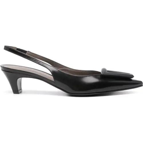 Schwarze Polierte Leder Slingback Absätze - Roberto Festa - Modalova