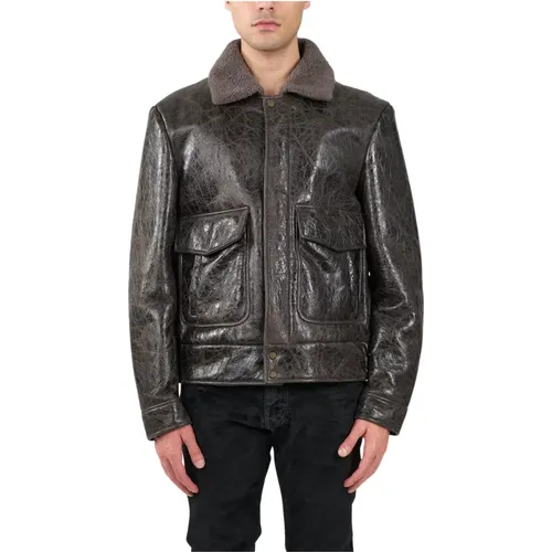 Shearling Leather Jacket with Zip Closure , male, Sizes: XL, L - Salvatore Santoro - Modalova