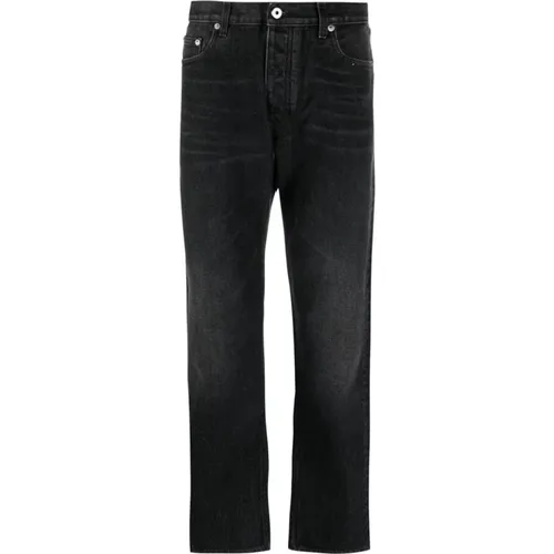 Graue Baumwolle Schwarze Jeans Gerades Bein , Herren, Größe: W33 - Off White - Modalova