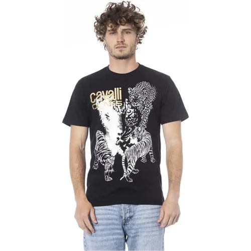 Schwarzes Logo-Print T-Shirt , Herren, Größe: XL - Cavalli Class - Modalova