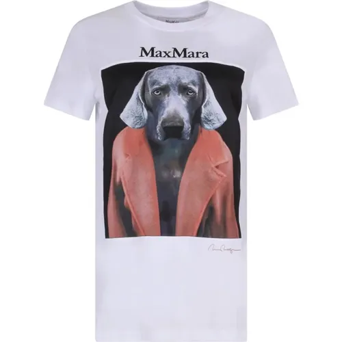 Hundemuster Baumwoll T-Shirt , Damen, Größe: XS - Max Mara - Modalova