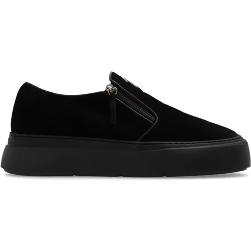 Loafers, male, , Size: 9 1/2 US Slip-on shoes with logo - giuseppe zanotti - Modalova