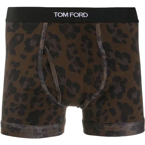 Bottoms, male, , Size: S Leopard Print Boxer Underwear - Tom Ford - Modalova