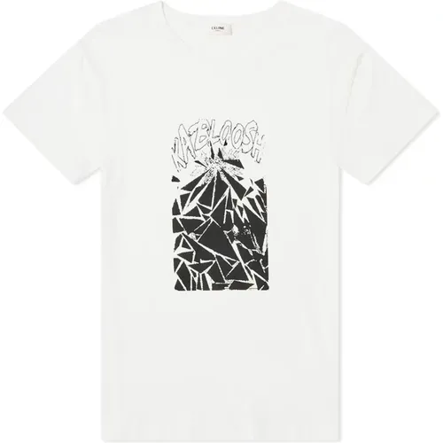 Printed Cotton T-Shirt , male, Sizes: S - Celine - Modalova