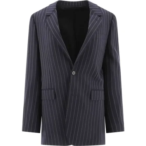 Blazers, female, , Size: S Striped Wool Blazer - Celine - Modalova