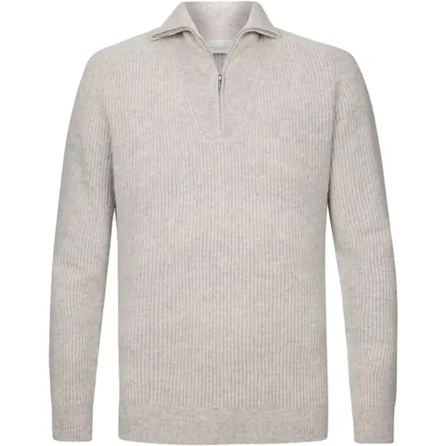 Half Zip Pullover Hellgrau , Herren, Größe: L - Profuomo - Modalova