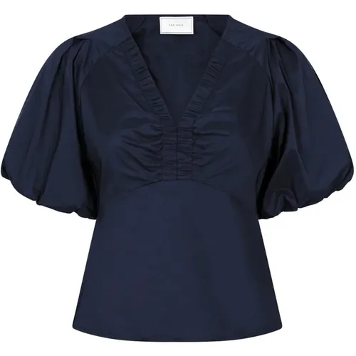 Irina Poplin Blouse Navy , female, Sizes: XL, L - NEO NOIR - Modalova