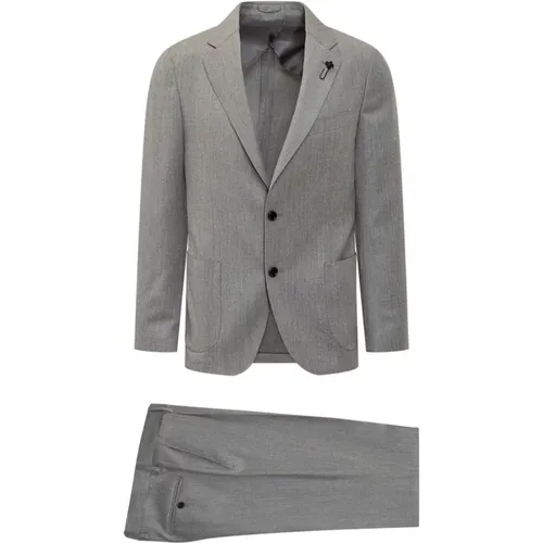 Single Breasted Suits, male, , Size: 2XL Grey Wool Cashmere Suit Drop 7 - Lardini - Modalova