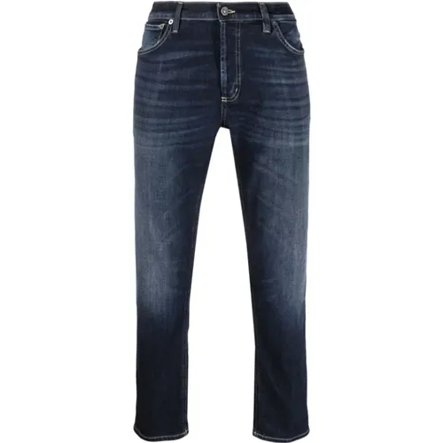 Straight Jeans, male, , Size: W33 Indigo Straight-Leg Jeans - Dondup - Modalova