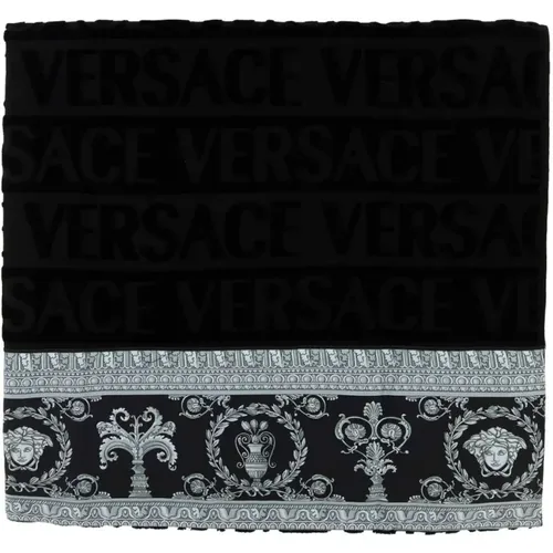 Luxuriöses Schwarzes Frottee-Handtuch - Versace - Modalova
