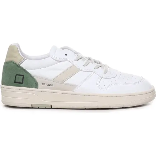 Stilvolle weiße/grüne Sneakers aus Kalbsleder für Herren - D.a.t.e. - Modalova