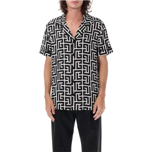 Monogram Shirt Classic V-Neck , male, Sizes: XL - Balmain - Modalova