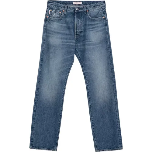 Straight Jeans, male, , Size: W33 Regular Fit Denim Jeans - Valentino Garavani - Modalova