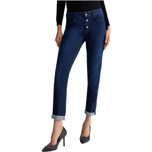 Skinny High Waist Jeans mit Juwelknopf , Damen, Größe: W30 - Liu Jo - Modalova