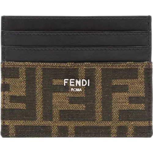 Braune Brieftasche mit FF Stoffdetails - Fendi - Modalova