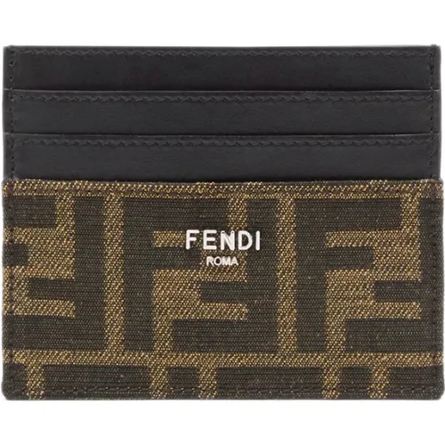 Braune Brieftasche mit FF Stoffdetails , Herren, Größe: ONE Size - Fendi - Modalova