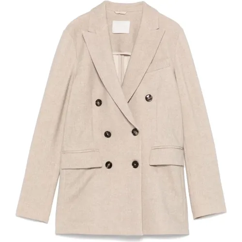 Blazers, female, , Size: L Double-Breasted Jacket with Peak Lapels - Circolo 1901 - Modalova