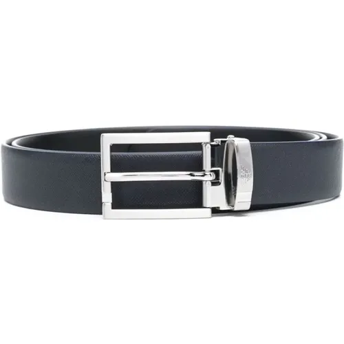 Belts, male, , Size: ONE SIZE Logo-Buckle Leather Belt - Emporio Armani - Modalova