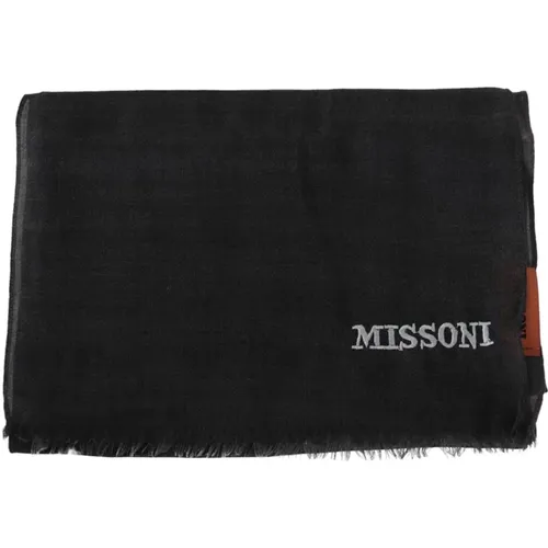 Scarves, unisex, , Size: ONE SIZE Wool Scarf with Fringes - Missoni - Modalova