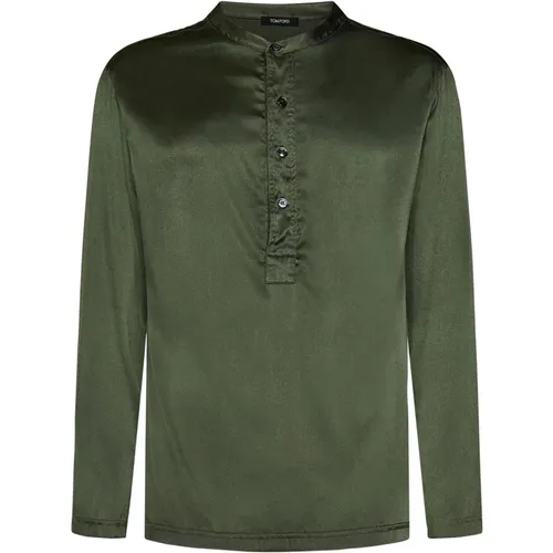 Luxury Silk Long Sleeve Top , male, Sizes: L - Tom Ford - Modalova