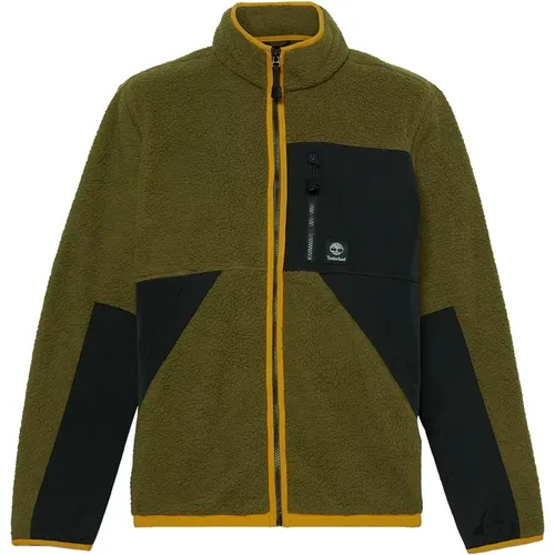 Long Olive Fleece Jacket , male, Sizes: 2XL, S, L, XL, 3XL, M - Timberland - Modalova