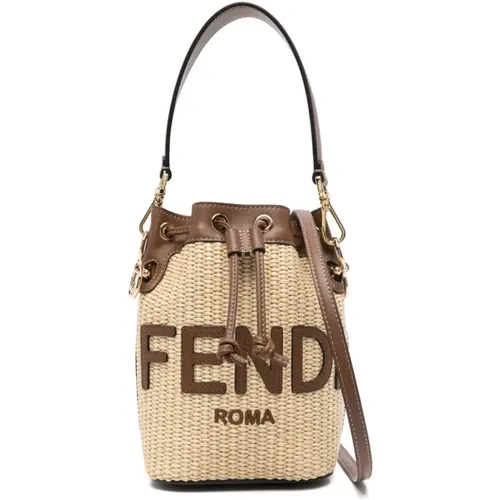 Straw Woven Raffia Shoulder Bag , female, Sizes: ONE SIZE - Fendi - Modalova