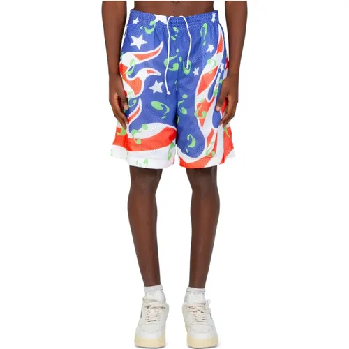 Flame Flag Mesh Shorts , Herren, Größe: S - SKY HIGH FARM - Modalova