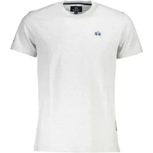 Graues Baumwoll-T-Shirt mit Stickerei und Druck - LA MARTINA - Modalova