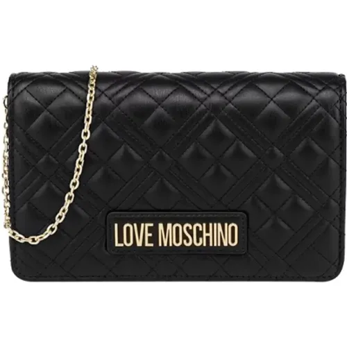 Schwarze Umhängetasche mit goldenen Details - Moschino - Modalova