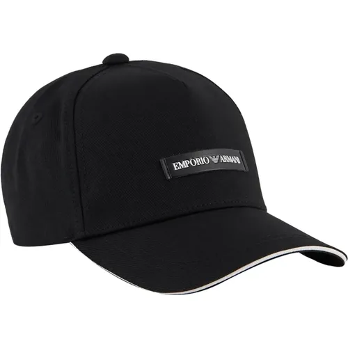 Caps, male, , Size: ONE SIZE Canvas Baseball Cap with Logo Patch - Emporio Armani - Modalova