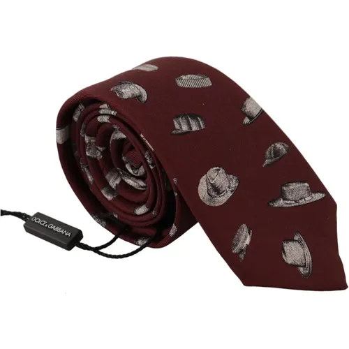 Ties, male, , Size: ONE SIZE Maroon Silk Formal Tie - Dolce & Gabbana - Modalova