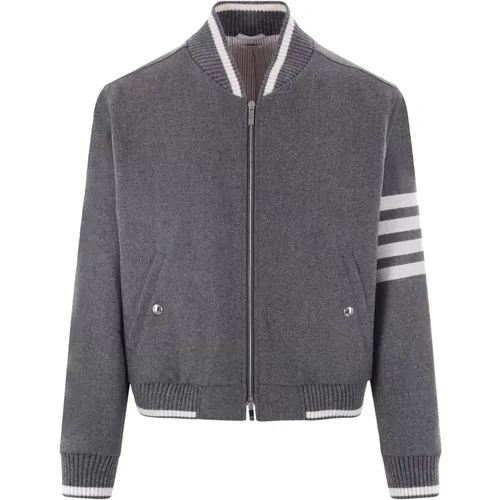 Grey Wool Flannel Bomber Jacket , male, Sizes: XL - Thom Browne - Modalova