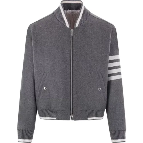 Grey Wool Flannel Bomber Jacket , male, Sizes: XL, L - Thom Browne - Modalova