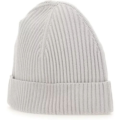 Beanies, male, , Size: ONE SIZE Men's Cotton Cap, Grey, Ribbed Weave - RRD - Modalova