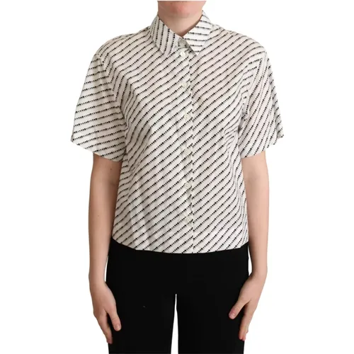 Elegant Dotted Cotton Polo Top , female, Sizes: S - Dolce & Gabbana - Modalova