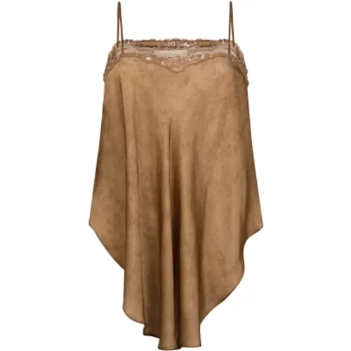 Seiden Spitzen Camisole Top Taupe Orlane , Damen, Größe: M - Mes Demoiselles - Modalova