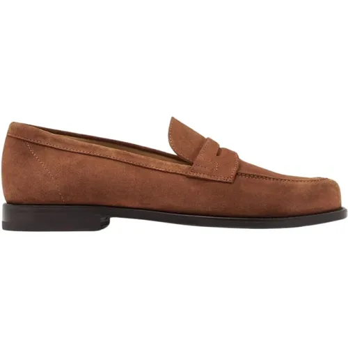 Tan Suede Penny Loafers , Herren, Größe: 47 EU - Scarosso - Modalova