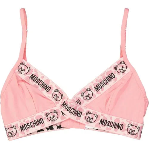 Bras, female, , Size: M Triangle Bra with Teddy Bear Print - Moschino - Modalova