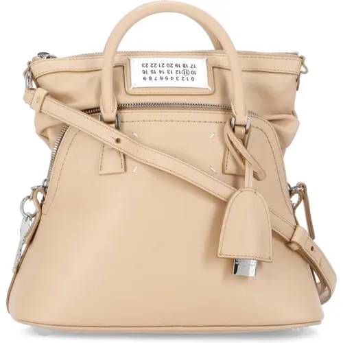 Leather Handbag with Removable Strap and Internal Pockets , female, Sizes: ONE SIZE - Maison Margiela - Modalova