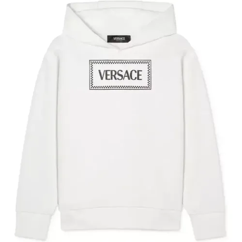 Kinder Sweatshirt Logo Druck Weiß Schwarz - Versace - Modalova