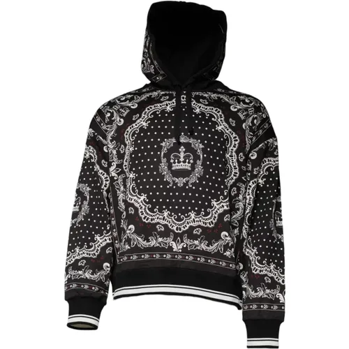 Hoodies, male, , Size: L Bandana Print Hooded Sweater - Dolce & Gabbana - Modalova