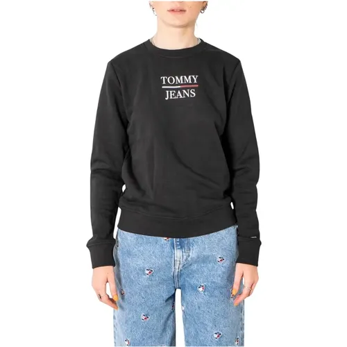 Schwarzer Baumwoll-Sweatshirt Langarm - Tommy Jeans - Modalova