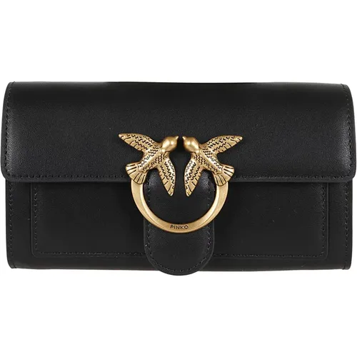 Leather Wallet Love Birds Detail , female, Sizes: ONE SIZE - pinko - Modalova