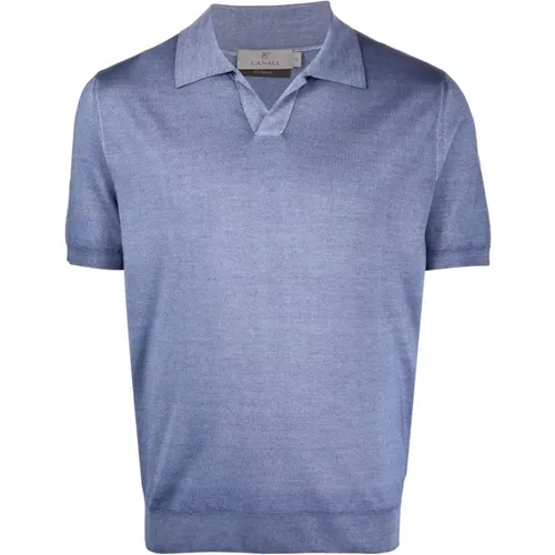 Wool/silk buttonless polo shirt , male, Sizes: XL - Canali - Modalova