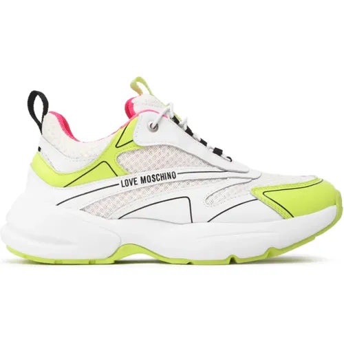 Weiß/Gelb Sporty Mix Sneakers , Damen, Größe: 38 EU - Moschino - Modalova