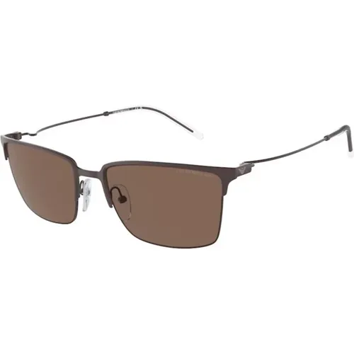 Brauner Rahmen Dunkelbraune Gläser Sonnenbrille , Herren, Größe: 58 MM - Emporio Armani - Modalova
