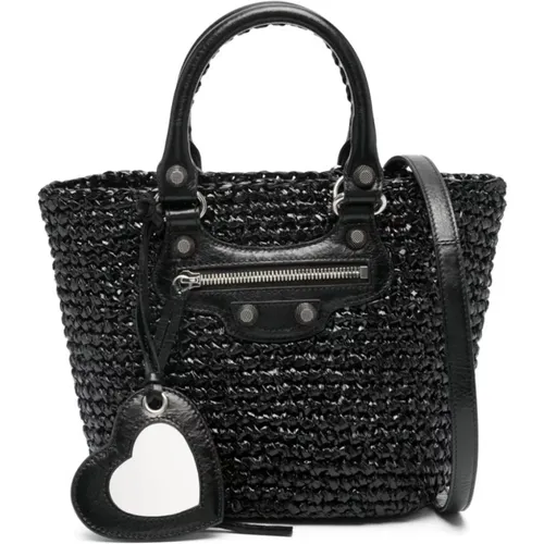 Raffia Calf Leather Bag , female, Sizes: ONE SIZE - Balenciaga - Modalova