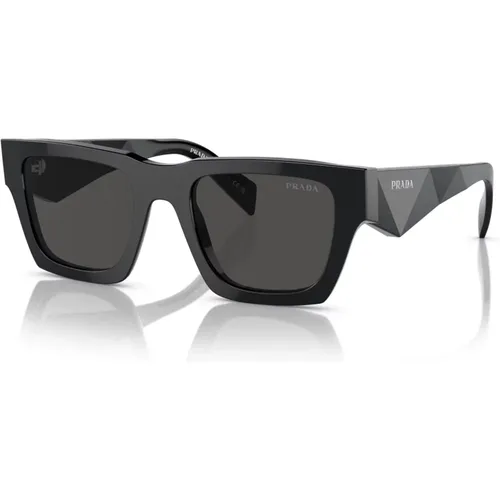 Schwarze/Dunkelgraue Sonnenbrille , Herren, Größe: 50 MM - Prada - Modalova